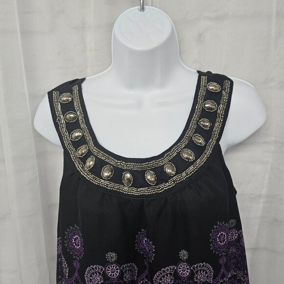 Apt 9 Black Purple Y2K Tank Beaded Boho Fairy Goth Witchy Gypsy S - Picture 2 of 10